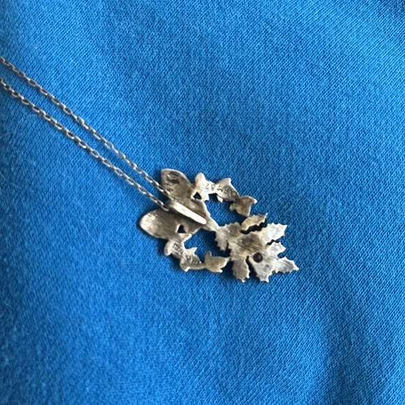 Vintage 1982 Sterling silver Franklin Mint “The Love So True” Ruby Bow Pendant - Picture 3 of 11